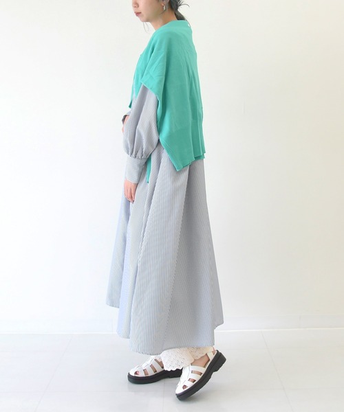 sango(sango)の「先染めストライプギャザーワンピース(ワンピース・レディース・ライトブルー/ネイビー/レッド・FREE)」の14枚目の写真