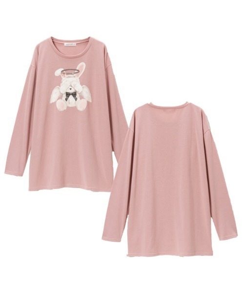 DearMyLove（ディアマイラブ）の「選べるプリント柄ロンT（Tシャツ/カットソー・レディース・ブルー系その他/スモークピンク/グレー×ピンク/ブラック×ブラック/ホワイト/ホワイト系その他3/ブラック系その他2/ホワイト系その他2/ピンク系その他/ブラック系その他/ブラック/ブルー/ピンク系その他2/ホワイト系その他4・FREE）」の12枚目の写真