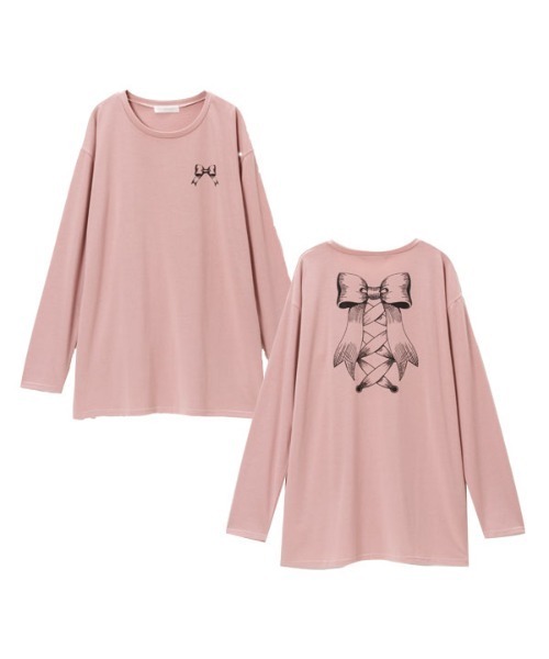 DearMyLove（ディアマイラブ）の「選べるプリント柄ロンT（Tシャツ/カットソー・レディース・ブルー系その他/スモークピンク/グレー×ピンク/ブラック×ブラック/ホワイト/ホワイト系その他3/ブラック系その他2/ホワイト系その他2/ピンク系その他/ブラック系その他/ブラック/ブルー/ピンク系その他2/ホワイト系その他4・FREE）」の13枚目の写真