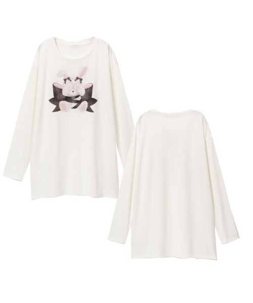 DearMyLove（ディアマイラブ）の「選べるプリント柄ロンT（Tシャツ/カットソー・レディース・ブルー系その他/スモークピンク/グレー×ピンク/ブラック×ブラック/ホワイト/ホワイト系その他3/ブラック系その他2/ホワイト系その他2/ピンク系その他/ブラック系その他/ブラック/ブルー/ピンク系その他2/ホワイト系その他4・FREE）」の3枚目の写真