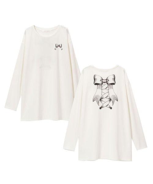 DearMyLove（ディアマイラブ）の「選べるプリント柄ロンT（Tシャツ/カットソー・レディース・ブルー系その他/スモークピンク/グレー×ピンク/ブラック×ブラック/ホワイト/ホワイト系その他3/ブラック系その他2/ホワイト系その他2/ピンク系その他/ブラック系その他/ブラック/ブルー/ピンク系その他2/ホワイト系その他4・FREE）」の4枚目の写真