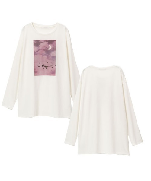 DearMyLove（ディアマイラブ）の「選べるプリント柄ロンT（Tシャツ/カットソー・レディース・ブルー系その他/スモークピンク/グレー×ピンク/ブラック×ブラック/ホワイト/ホワイト系その他3/ブラック系その他2/ホワイト系その他2/ピンク系その他/ブラック系その他/ブラック/ブルー/ピンク系その他2/ホワイト系その他4・FREE）」の5枚目の写真