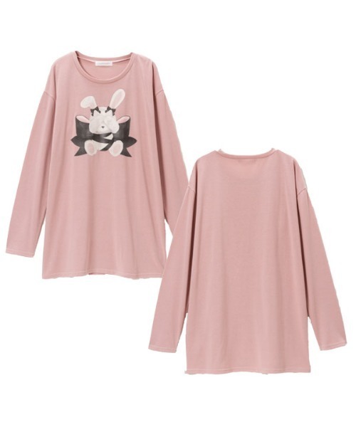 DearMyLove（ディアマイラブ）の「選べるプリント柄ロンT（Tシャツ/カットソー・レディース・ブルー系その他/スモークピンク/グレー×ピンク/ブラック×ブラック/ホワイト/ホワイト系その他3/ブラック系その他2/ホワイト系その他2/ピンク系その他/ブラック系その他/ブラック/ブルー/ピンク系その他2/ホワイト系その他4・FREE）」の14枚目の写真