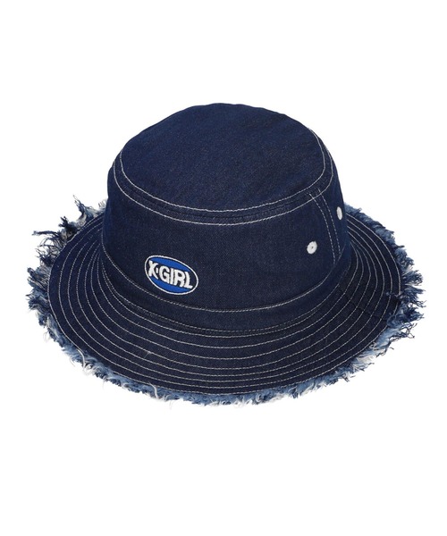 X-girl（エックスガール）の「OVAL LOGO BUCKET HAT（ハット・レディース・ブラック/ブラウン/ブルー・ONE SIZE）」の9枚目の写真