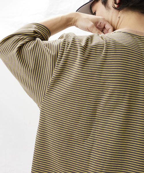 JOURNAL STANDARD relume（ジャーナルスタンダード　レリューム）の「オーバーサイズ ボーダーTシャツ（Tシャツ/カットソー・メンズ・ブラウン/グレー/レッド/ピンク/グリーン/グリーン系その他・MEDIUM/LARGE）」の12枚目の写真