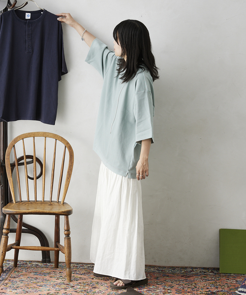 JOURNAL STANDARD relume（ジャーナルスタンダード　レリューム）の「オーバーサイズ ボーダーTシャツ（Tシャツ/カットソー・メンズ・ブラウン/グレー/レッド/ピンク/グリーン/グリーン系その他・MEDIUM/LARGE）」の14枚目の写真