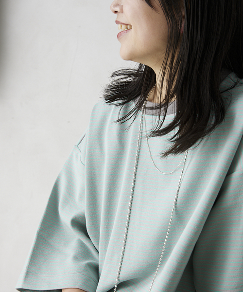 JOURNAL STANDARD relume（ジャーナルスタンダード　レリューム）の「オーバーサイズ ボーダーTシャツ（Tシャツ/カットソー・メンズ・ブラウン/グレー/レッド/ピンク/グリーン/グリーン系その他・MEDIUM/LARGE）」の17枚目の写真