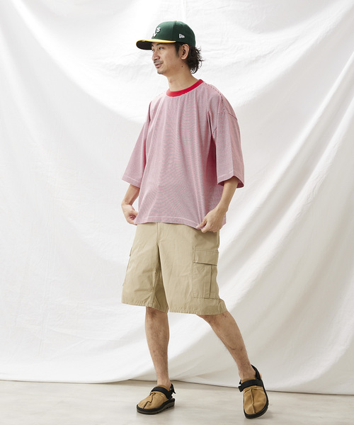 JOURNAL STANDARD relume（ジャーナルスタンダード　レリューム）の「オーバーサイズ ボーダーTシャツ（Tシャツ/カットソー・メンズ・ブラウン/グレー/レッド/ピンク/グリーン/グリーン系その他・MEDIUM/LARGE）」の18枚目の写真