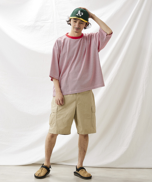 JOURNAL STANDARD relume（ジャーナルスタンダード　レリューム）の「オーバーサイズ ボーダーTシャツ（Tシャツ/カットソー・メンズ・ブラウン/グレー/レッド/ピンク/グリーン/グリーン系その他・MEDIUM/LARGE）」の19枚目の写真
