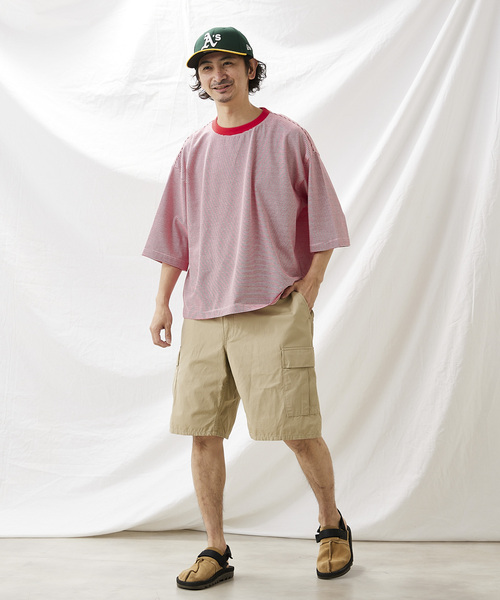 JOURNAL STANDARD relume（ジャーナルスタンダード　レリューム）の「オーバーサイズ ボーダーTシャツ（Tシャツ/カットソー・メンズ・ブラウン/グレー/レッド/ピンク/グリーン/グリーン系その他・MEDIUM/LARGE）」の20枚目の写真
