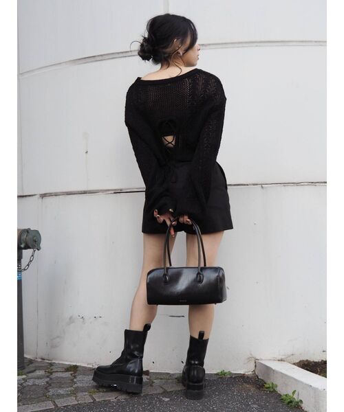 EVRIS（エヴリス）の「シアークロシェレースアップニットトップス（ニット/セーター・レディース・ホワイト/ブラック/グリーン・FREE）」の16枚目の写真