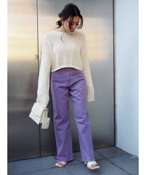 EVRIS（エヴリス）の「シアークロシェレースアップニットトップス（ニット/セーター・レディース・ホワイト/ブラック/グリーン・FREE）」の20枚目の写真