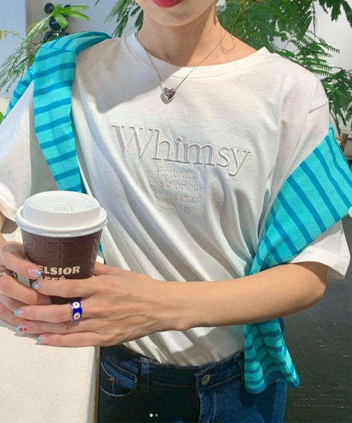 Birthday room（バースデイルーム）の「刺繍ロゴTシャツ（Tシャツ/カットソー・レディース・ホワイト/ピンク/ブルー・FREE）」の2枚目の写真