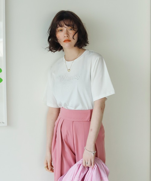 Birthday room（バースデイルーム）の「刺繍ロゴTシャツ（Tシャツ/カットソー・レディース・ホワイト/ピンク/ブルー・FREE）」の9枚目の写真