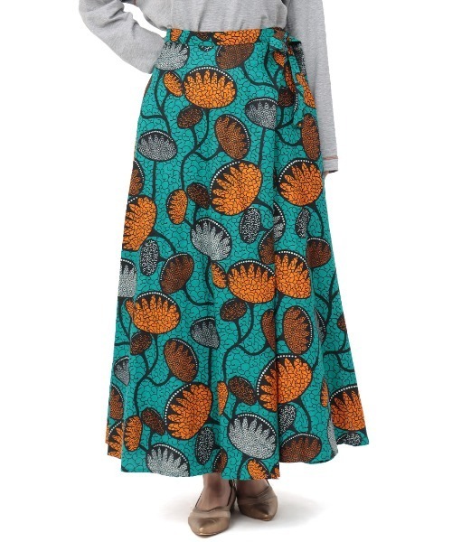 チチカカ（チチカカ）の「Shanti Shanti アフリカンプリントラップスカート【WEB限定】（スカート・レディース・ターコイズブルー/レッド/パープル・FREE）」の9枚目の写真