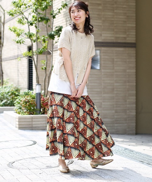 チチカカ（チチカカ）の「Shanti Shanti アフリカンプリントラップスカート【WEB限定】（スカート・レディース・ターコイズブルー/レッド/パープル・FREE）」の7枚目の写真