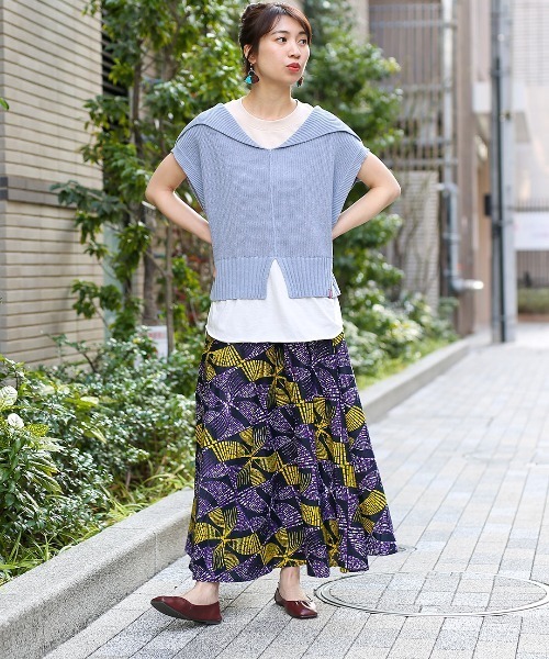 チチカカ（チチカカ）の「Shanti Shanti アフリカンプリントラップスカート【WEB限定】（スカート・レディース・ターコイズブルー/レッド/パープル・FREE）」の5枚目の写真