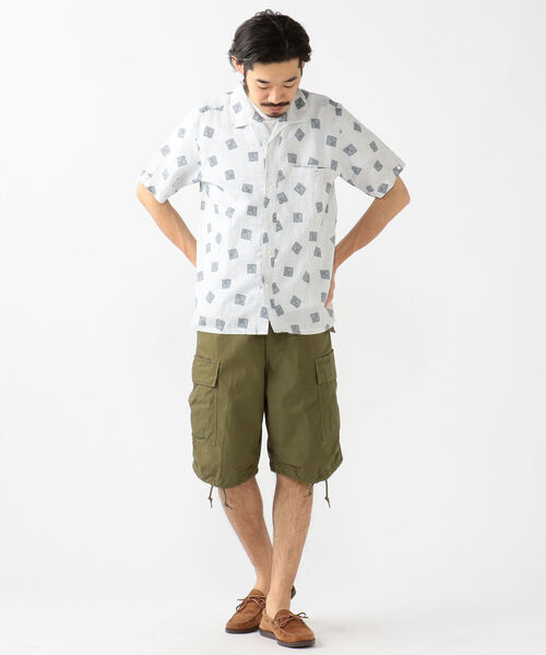 BEAMS PLUS（ビームスプラス）の「BEAMS PLUS / リネン プリント ショートスリーブ イタリアンカラー シャツ（シャツ/ブラウス・メンズ・グレー/オレンジ・LARGE/X-LARGE/SMALL/MEDIUM）」の18枚目の写真