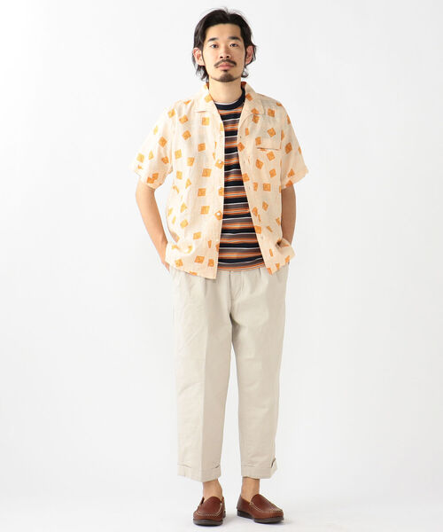 BEAMS PLUS（ビームスプラス）の「BEAMS PLUS / リネン プリント ショートスリーブ イタリアンカラー シャツ（シャツ/ブラウス・メンズ・グレー/オレンジ・LARGE/X-LARGE/SMALL/MEDIUM）」の19枚目の写真