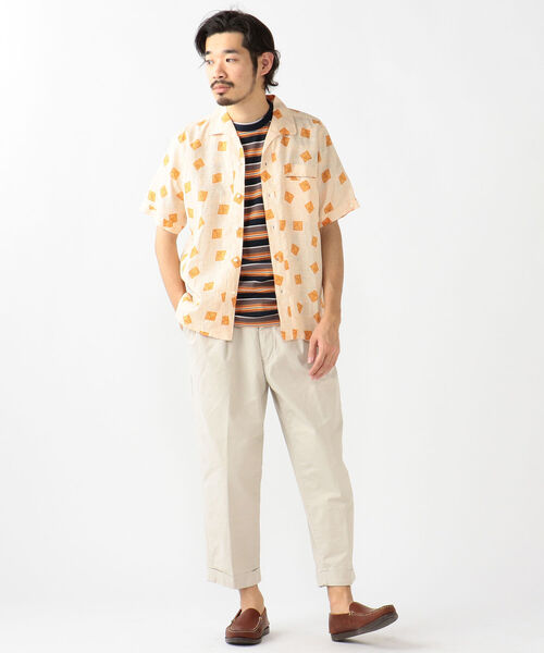 BEAMS PLUS（ビームスプラス）の「BEAMS PLUS / リネン プリント ショートスリーブ イタリアンカラー シャツ（シャツ/ブラウス・メンズ・グレー/オレンジ・LARGE/X-LARGE/SMALL/MEDIUM）」の20枚目の写真