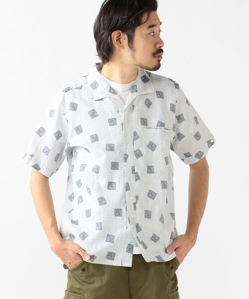 BEAMS PLUS（ビームスプラス）の「BEAMS PLUS / リネン プリント ショートスリーブ イタリアンカラー シャツ（シャツ/ブラウス・メンズ・グレー/オレンジ・LARGE/X-LARGE/SMALL/MEDIUM）」の21枚目の写真