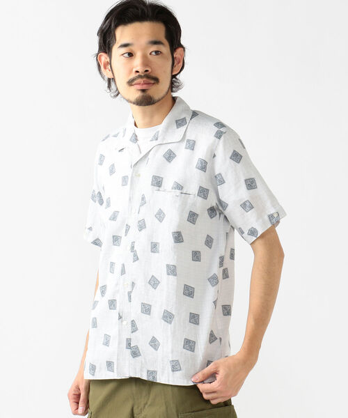BEAMS PLUS（ビームスプラス）の「BEAMS PLUS / リネン プリント ショートスリーブ イタリアンカラー シャツ（シャツ/ブラウス・メンズ・グレー/オレンジ・LARGE/X-LARGE/SMALL/MEDIUM）」の22枚目の写真