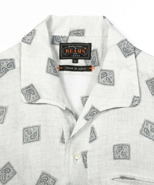 BEAMS PLUS（ビームスプラス）の「BEAMS PLUS / リネン プリント ショートスリーブ イタリアンカラー シャツ（シャツ/ブラウス・メンズ・グレー/オレンジ・LARGE/X-LARGE/SMALL/MEDIUM）」の5枚目の写真