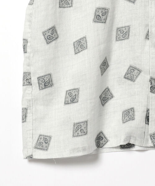 BEAMS PLUS（ビームスプラス）の「BEAMS PLUS / リネン プリント ショートスリーブ イタリアンカラー シャツ（シャツ/ブラウス・メンズ・グレー/オレンジ・LARGE/X-LARGE/SMALL/MEDIUM）」の7枚目の写真