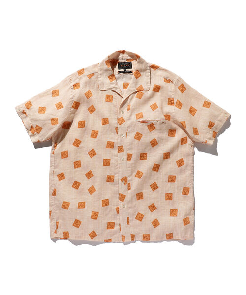 BEAMS PLUS（ビームスプラス）の「BEAMS PLUS / リネン プリント ショートスリーブ イタリアンカラー シャツ（シャツ/ブラウス・メンズ・グレー/オレンジ・LARGE/X-LARGE/SMALL/MEDIUM）」の10枚目の写真