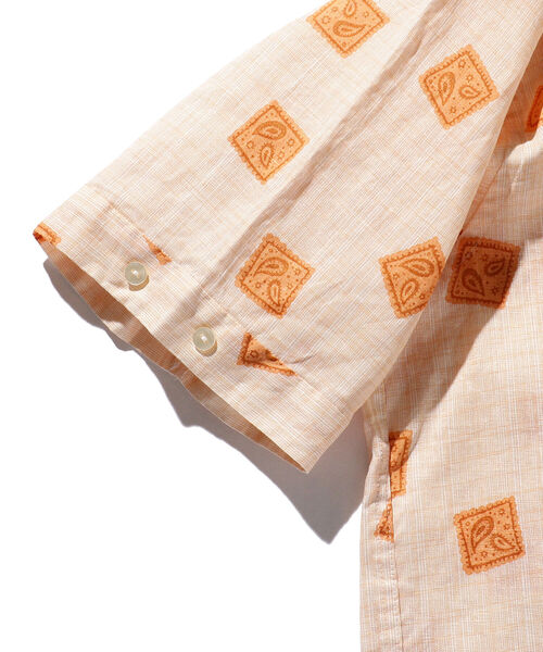 BEAMS PLUS（ビームスプラス）の「BEAMS PLUS / リネン プリント ショートスリーブ イタリアンカラー シャツ（シャツ/ブラウス・メンズ・グレー/オレンジ・LARGE/X-LARGE/SMALL/MEDIUM）」の11枚目の写真