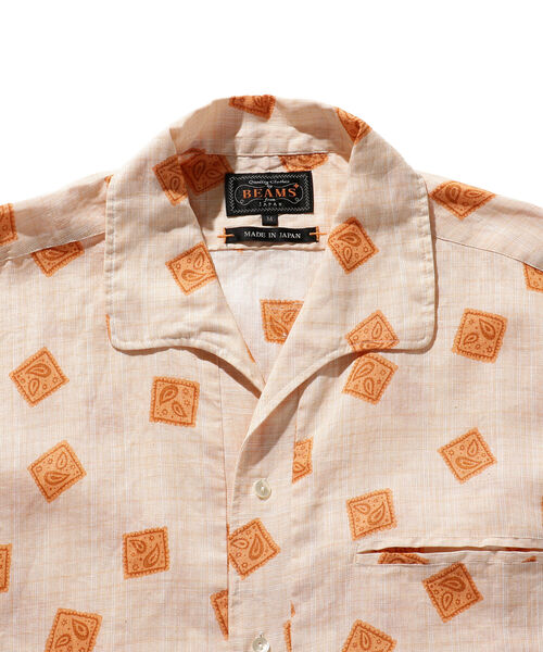 BEAMS PLUS（ビームスプラス）の「BEAMS PLUS / リネン プリント ショートスリーブ イタリアンカラー シャツ（シャツ/ブラウス・メンズ・グレー/オレンジ・LARGE/X-LARGE/SMALL/MEDIUM）」の12枚目の写真