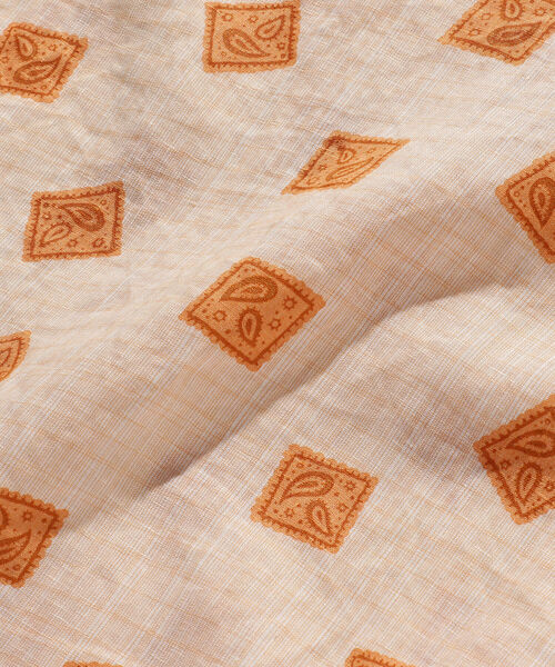 BEAMS PLUS（ビームスプラス）の「BEAMS PLUS / リネン プリント ショートスリーブ イタリアンカラー シャツ（シャツ/ブラウス・メンズ・グレー/オレンジ・LARGE/X-LARGE/SMALL/MEDIUM）」の15枚目の写真