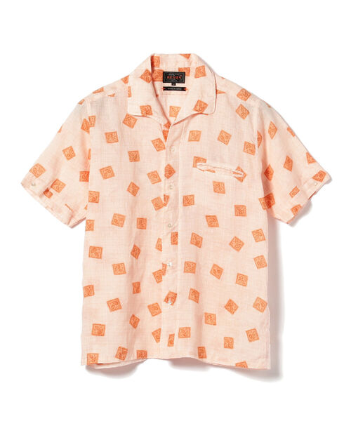 BEAMS PLUS（ビームスプラス）の「BEAMS PLUS / リネン プリント ショートスリーブ イタリアンカラー シャツ（シャツ/ブラウス・メンズ・グレー/オレンジ・LARGE/X-LARGE/SMALL/MEDIUM）」の16枚目の写真