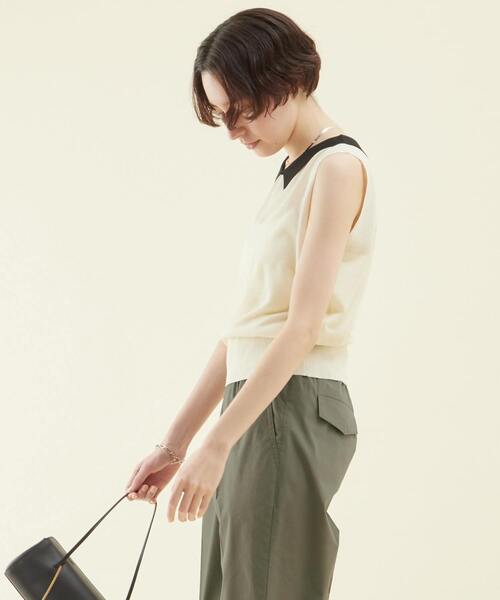 martinique（マルティニーク）の「martinique/ヴィスコースクラシックポロ（ニット/セーター・レディース・クリーム/ゴールド/ネイビー・FREE）」の4枚目の写真