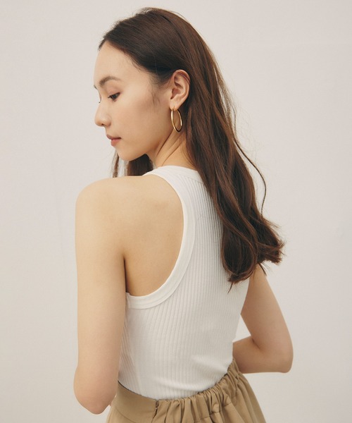 RANDEBOO（ランデブー）の「Cotton halter neck（タンクトップ・レディース・ホワイト/ブラック・FREE）」の6枚目の写真
