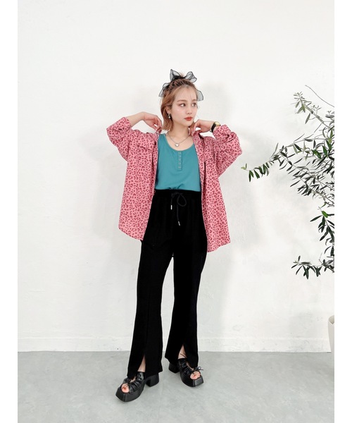 jumelle（ジュメロ）の「ランダムリブ前後２ｗａｙタンク（タンクトップ・レディース・グリーン/サーモンピンク・FREE）」の14枚目の写真