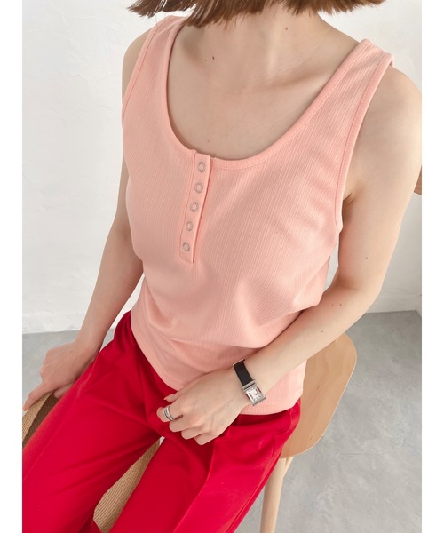 jumelle（ジュメロ）の「ランダムリブ前後２ｗａｙタンク（タンクトップ・レディース・グリーン/サーモンピンク・FREE）」の12枚目の写真