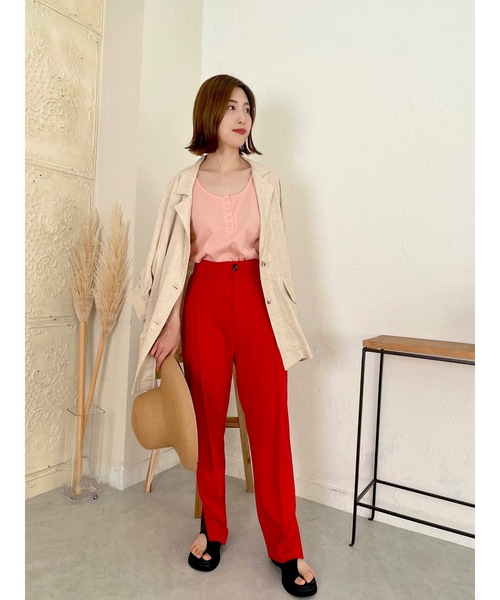 jumelle（ジュメロ）の「ランダムリブ前後２ｗａｙタンク（タンクトップ・レディース・グリーン/サーモンピンク・FREE）」の10枚目の写真