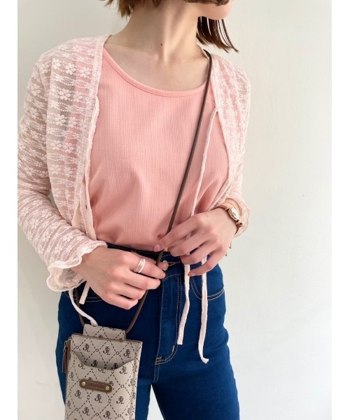 jumelle（ジュメロ）の「ランダムリブ前後２ｗａｙタンク（タンクトップ・レディース・グリーン/サーモンピンク・FREE）」の5枚目の写真