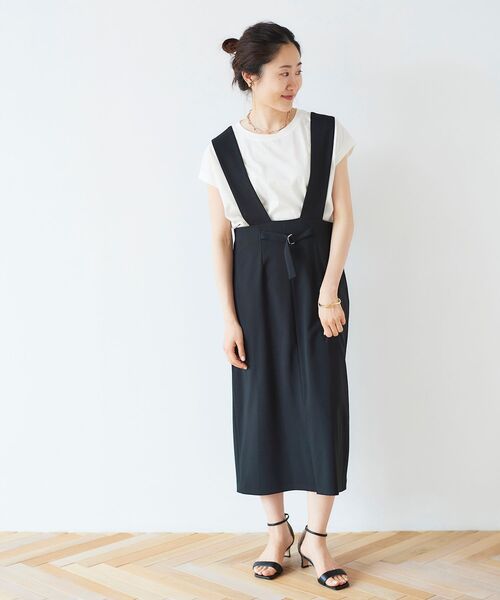 le.coeur blanc（ルクールブラン）の「ツイルストレッチ2WAYジャンパースカート（ジャンパースカート・レディース・モカ/ブラック・36/38）」の2枚目の写真