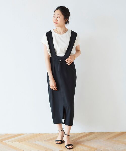 le.coeur blanc（ルクールブラン）の「ツイルストレッチ2WAYジャンパースカート（ジャンパースカート・レディース・モカ/ブラック・36/38）」の4枚目の写真