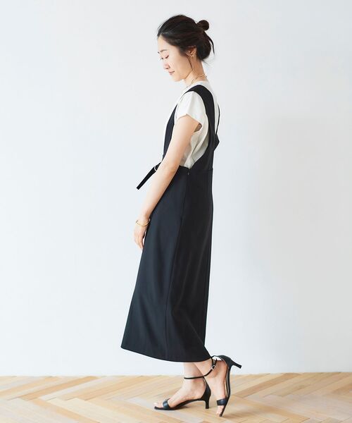 le.coeur blanc（ルクールブラン）の「ツイルストレッチ2WAYジャンパースカート（ジャンパースカート・レディース・モカ/ブラック・36/38）」の6枚目の写真