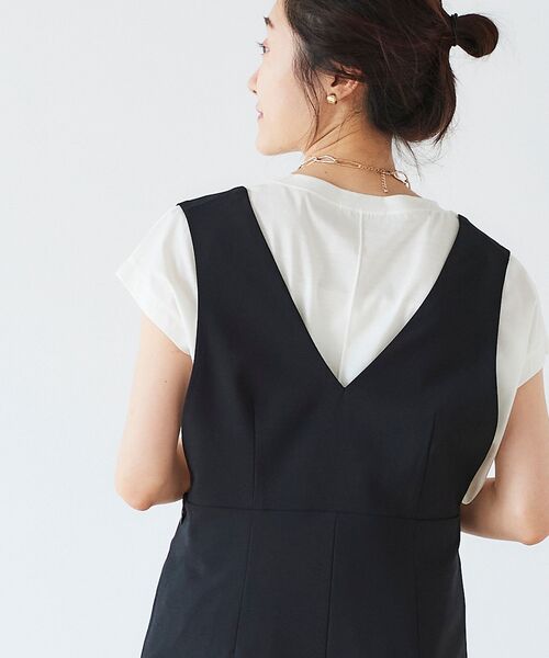 le.coeur blanc（ルクールブラン）の「ツイルストレッチ2WAYジャンパースカート（ジャンパースカート・レディース・モカ/ブラック・36/38）」の7枚目の写真