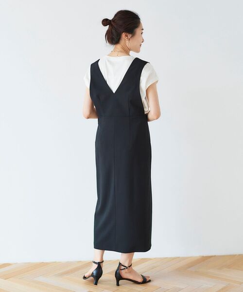 le.coeur blanc（ルクールブラン）の「ツイルストレッチ2WAYジャンパースカート（ジャンパースカート・レディース・モカ/ブラック・36/38）」の8枚目の写真