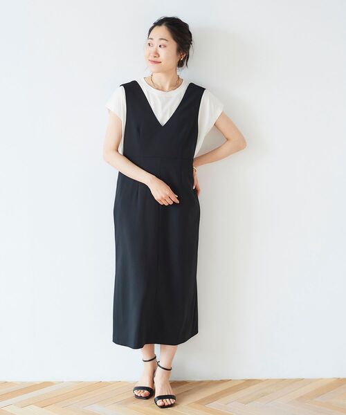 le.coeur blanc（ルクールブラン）の「ツイルストレッチ2WAYジャンパースカート（ジャンパースカート・レディース・モカ/ブラック・36/38）」の9枚目の写真