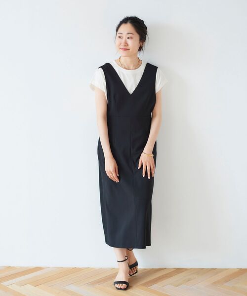 le.coeur blanc（ルクールブラン）の「ツイルストレッチ2WAYジャンパースカート（ジャンパースカート・レディース・モカ/ブラック・36/38）」の11枚目の写真