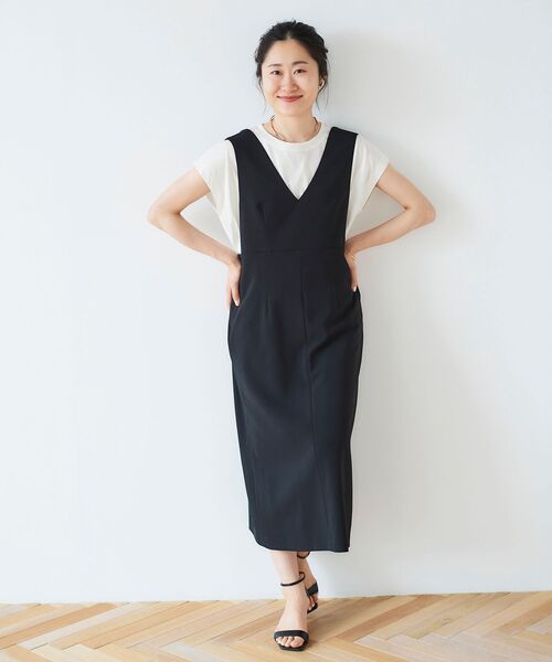 le.coeur blanc（ルクールブラン）の「ツイルストレッチ2WAYジャンパースカート（ジャンパースカート・レディース・モカ/ブラック・36/38）」の12枚目の写真