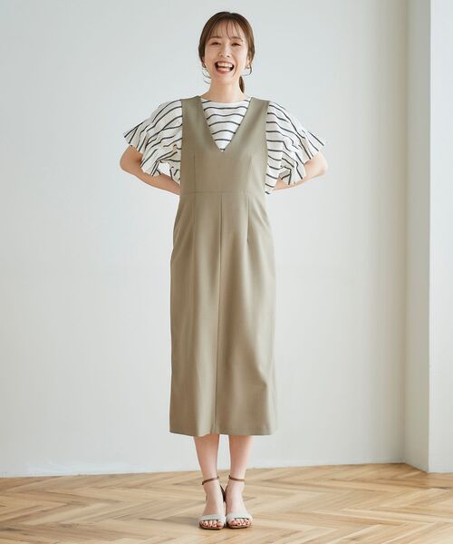 le.coeur blanc（ルクールブラン）の「ツイルストレッチ2WAYジャンパースカート（ジャンパースカート・レディース・モカ/ブラック・36/38）」の15枚目の写真