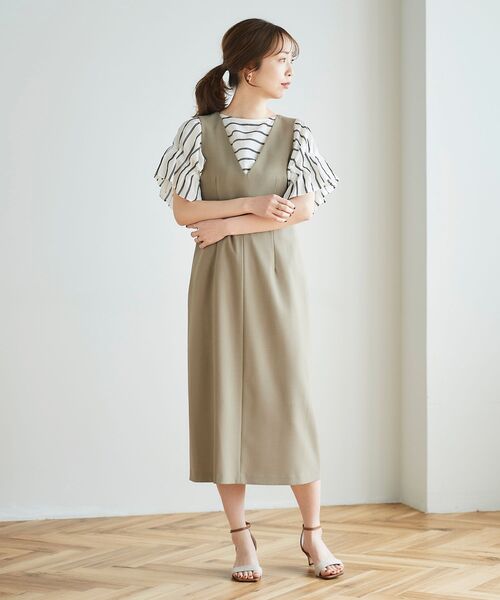 le.coeur blanc（ルクールブラン）の「ツイルストレッチ2WAYジャンパースカート（ジャンパースカート・レディース・モカ/ブラック・36/38）」の16枚目の写真