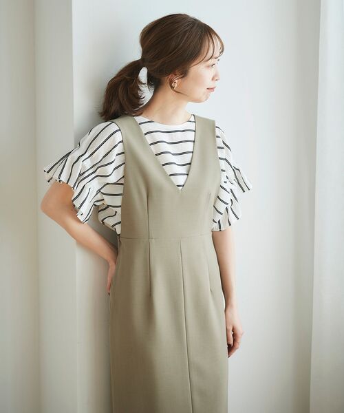 le.coeur blanc（ルクールブラン）の「ツイルストレッチ2WAYジャンパースカート（ジャンパースカート・レディース・モカ/ブラック・36/38）」の20枚目の写真